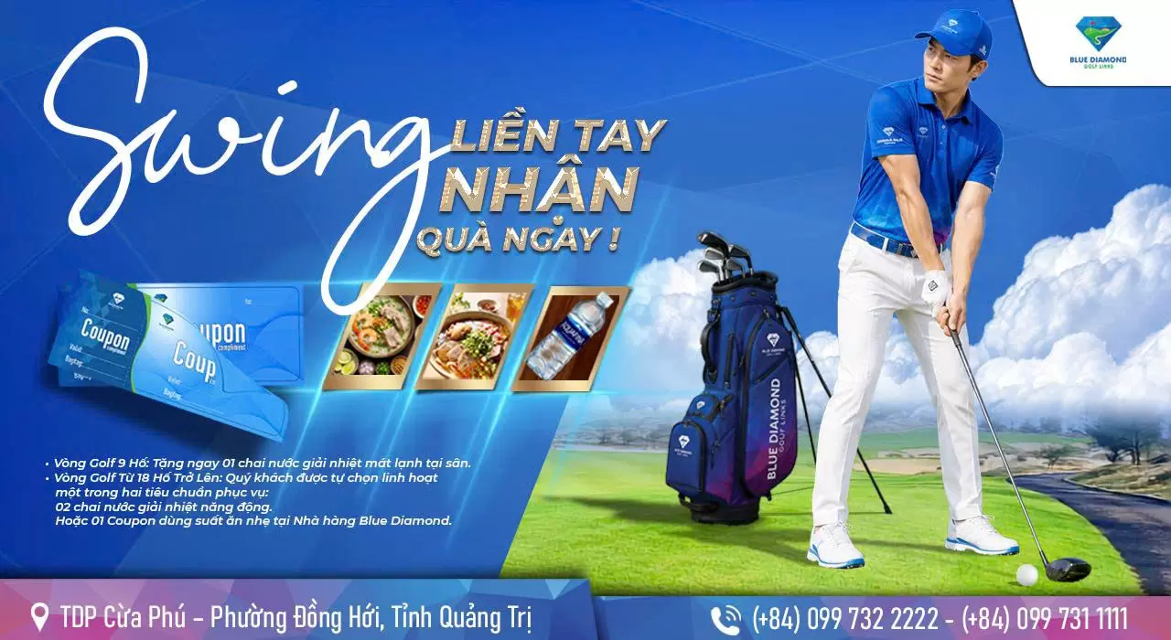 SWING HẾT MÌNH, NĂNG LƯỢNG ĐÃ CÓ BLUE DIAMOND GOLF LINKS LO TRỌN GÓI!