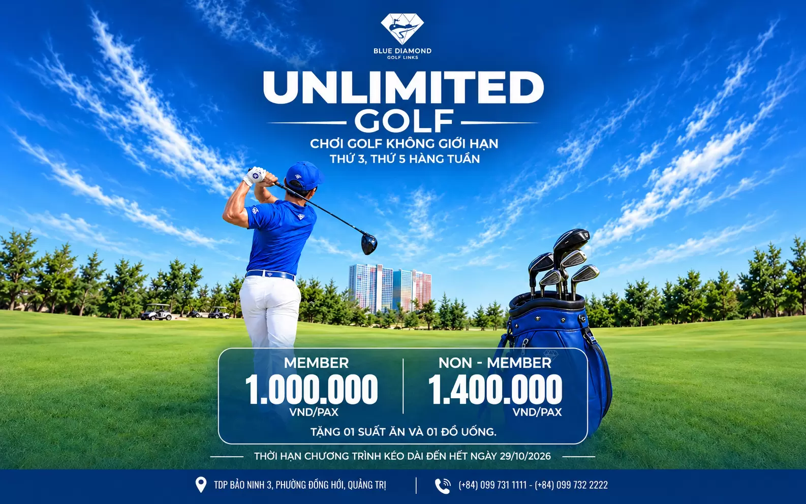 Khuyến mãi golf Blue Diamond không giới hạn