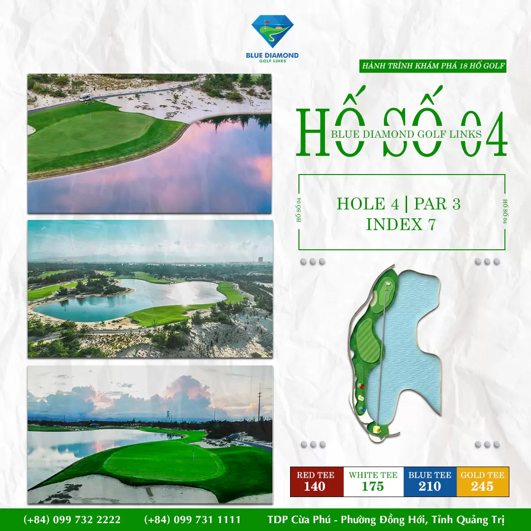 HỐ SỐ 4 | PAR 3 | INDEX 7 | 245 YARDS: CHINH PHỤC HỐ PAR 3 DÀI NHẤT TẠI BLUE DIAMOND